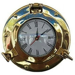 Handcrafted Decor Antique Brass Decorative Ship Porthole Clock- 8