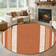thumbnail image 2 of Vintage Burnt Orange Striped Round Rug 5ft Washable Circle Kitchen Rugs Non Slip Farmhouse Modern Stripes Boho Large Area Rug Indoor Floor Carpet for Bedroom Living Room Office Dining Room Nursery, 2 of 9