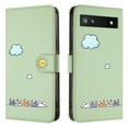 thumbnail image 6 of Phone Case for Google Pixel 6a, Folding Faux Leather Cute Animal Pattern Wallet Flip Cover with Card Holder & Wrist Strap, Magnetic Closure Shockproof Kickstand Phone Case - Green, 6 of 8