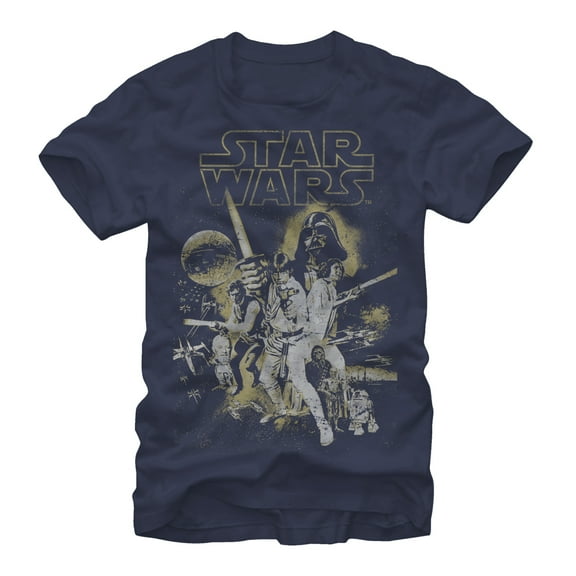 Men's Star Wars Poster Throwback Graphic Tee Navy Blue Small