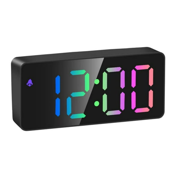 Electronic Item Clearance Deal! Kyusrd Digital Alarm Clock LED Color Screen And Mirror Clocks Large Display 2 Kinds Of Light Brightness 12/24H Modern Desk Clock For Bedroom Home Office Decor