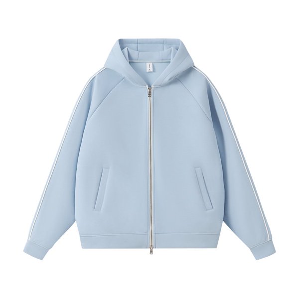 Autumn/Winter Color Block Striped Design Zipper Hoodie Jacket Men's Preppy Style Loose-fitting Casual Sweatshirt Women's