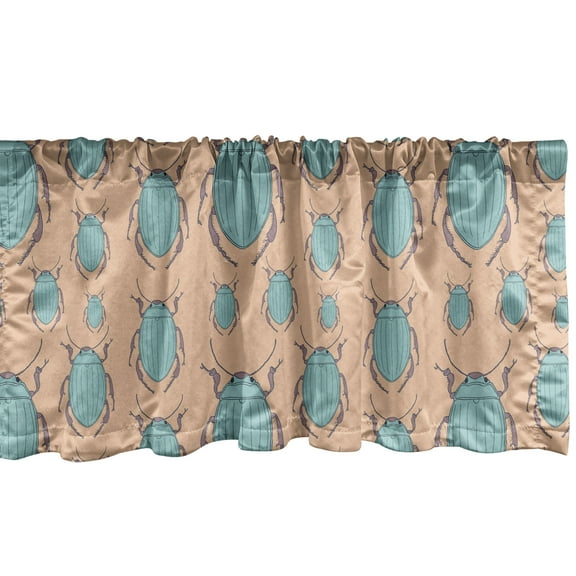 Ambesonne Entomology Window Valance, Graphical Insects Layout, 54" X 12", Seafoam Mauve Taupe