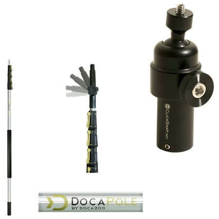 Go Reach Pole DocaPole 24 Foot Camera Pole – 6-24' Extension Pole + ClickSnap Camera Swivel Adapter for GoPro or Camera | Provides Up to 30 Feet of Reach | The Ultimate Painters Pole Camera Adapter and Camera Pole ()