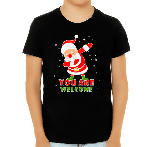 Boys Christmas Shirt Funny Family Christmas Tshirts for Boys Funny Dabbing Santa Shirts for Boys