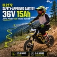 thumbnail image 5 of IVFJFV 500W Electric Dirt Bike for Kids,Up to 17.4MPH & 23.6 Miles,Two Speed Modes, Front & Rear Suspension,Mechanical Disc Brakes, 165 LBS,Beginner-Friendly Handle, All-Terrain,YELLOW, 5 of 9