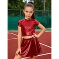 thumbnail image 3 of Haitryli Girls Metallic Crop Tops with Shiny Pleated Skirt Rave Dance Outfits Cheer Outfit for Hip-hop Red 10-14, 3 of 5