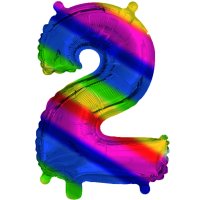 Rainbow Foil 2 Number Air Filled Balloon
