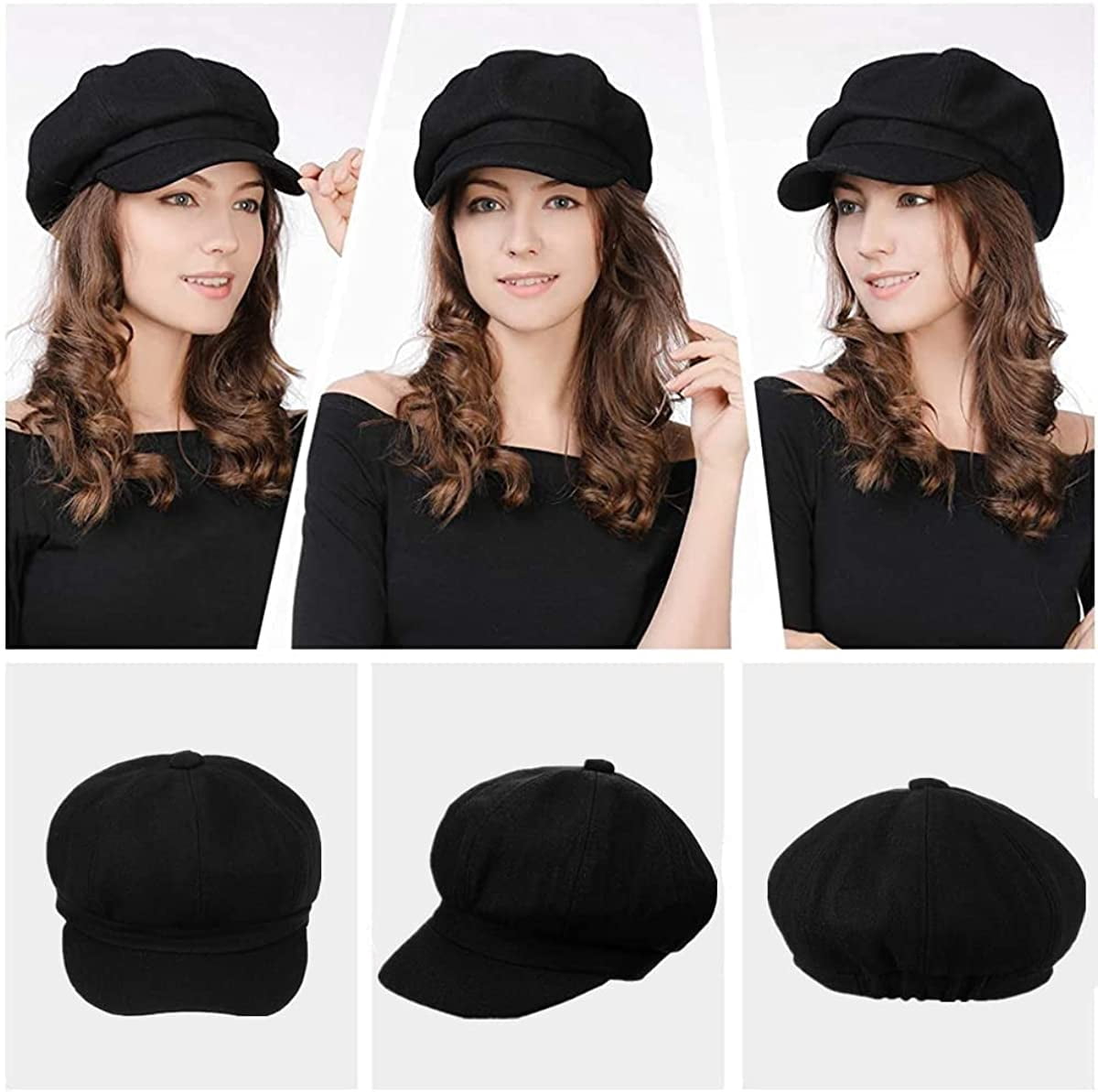 Women Newsboy Cap Warm Wool Visor Beret Hats Soft Newsboy 