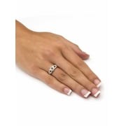 PalmBeach Jewelry Diamond Accent Interlocking Hearts Promise Ring in 18K Gold or Platinum Plated Sterling Silver