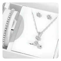 DESIGNICE 5Pcs Elegant Crystal Jewelry Sets For Women Necklace Earrings Ring Bracelet