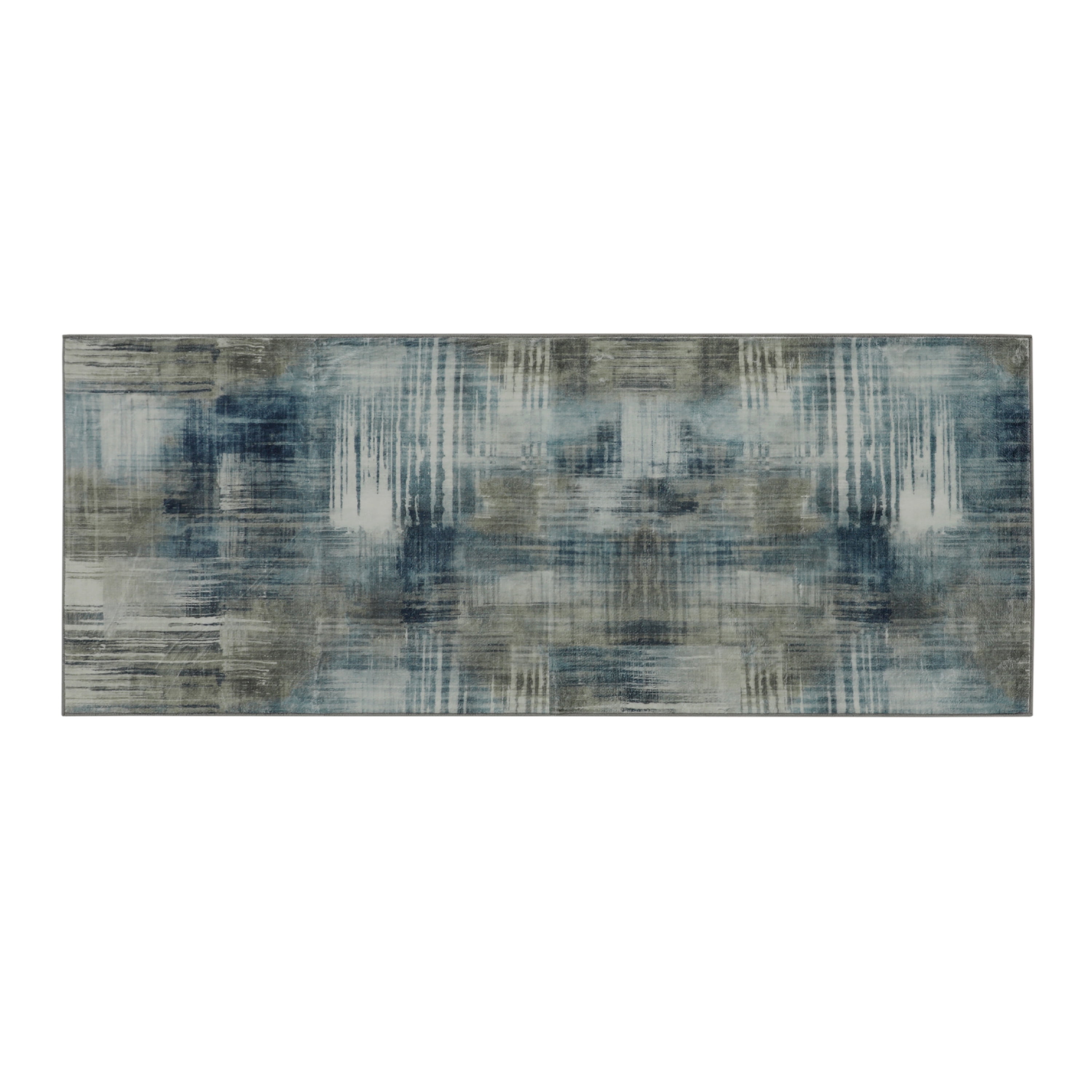 Washable Skid-Resistant Runner Rug Geometric Taupe 24" x 60"