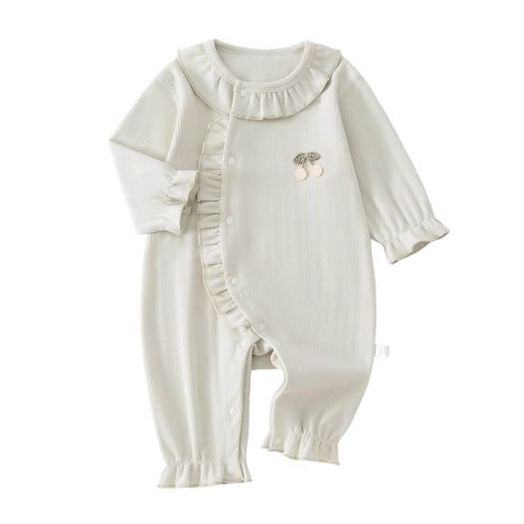KPOPLK Infant Baby Girl Pajamas One Piece Girls Button Down Long Sleeve Footless Sleepers for 0 3 6 9 12 18 Months Size 0-3 Months,Light Gray