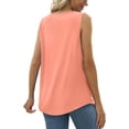 thumbnail image 4 of Fancyglim Women's Plus Sleeveless Shirt Square Neck Pleated Solid Tank Top Pink 3XL, 4 of 5