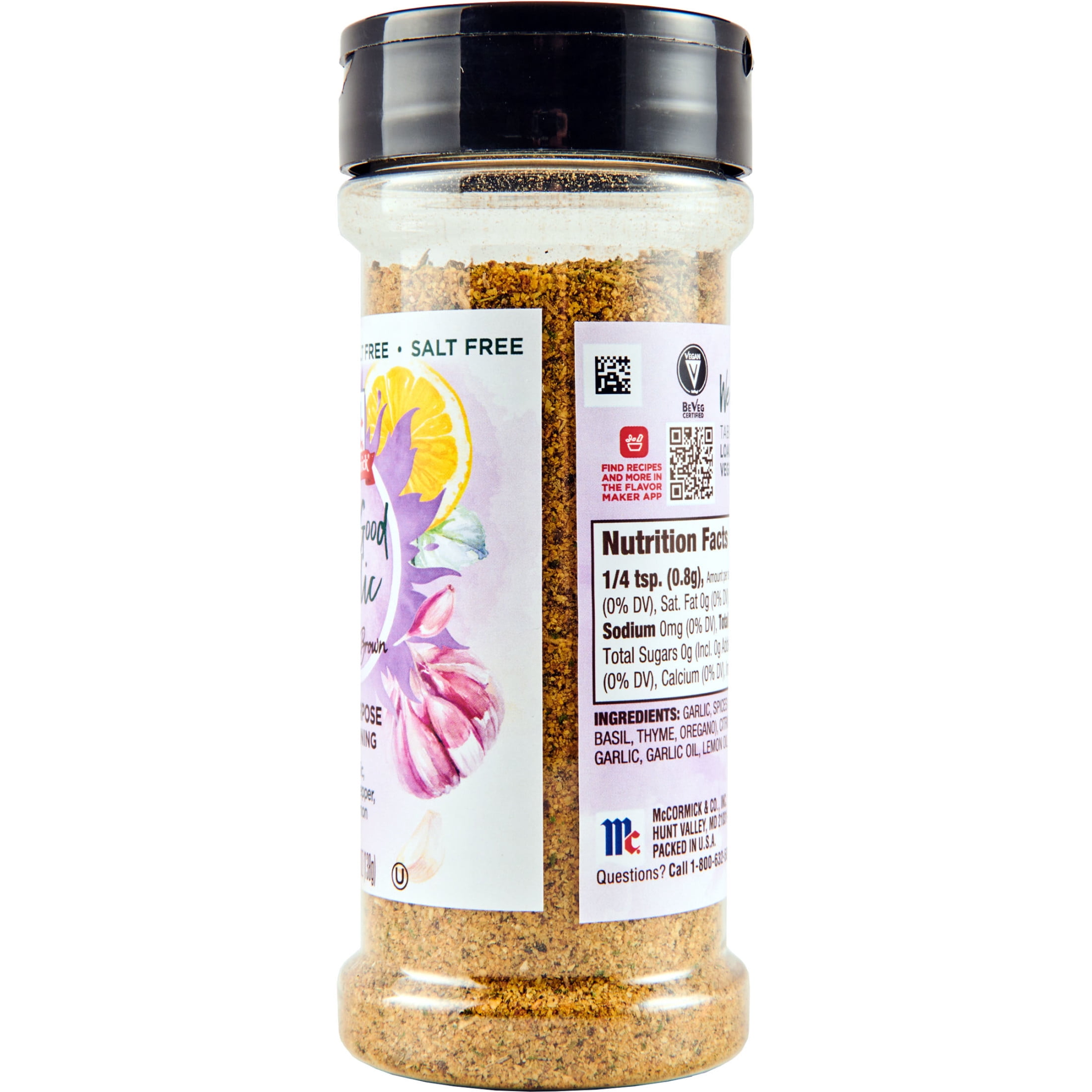 McCormick Salt Free Very Good Garlic by Tabitha Brown All Purpose Seasoning, 4.87 oz Bottle