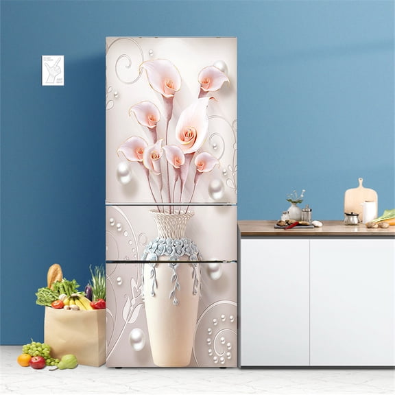 Black Style Refrigerator Sticker Dirty Resistant Waterproof Beautifiion Home ration DIY Self-adhesive Poster Wallpaper