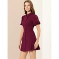 thumbnail image 4 of INSPIRE CHIC Robe en Denim pour Femme, Robe Chemise à Manches Courtes Bouffantes et Boutons, 4 of 6