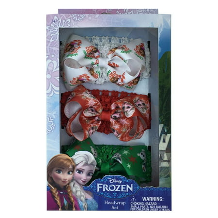 Frozen Christmas Headwrap Bow Set with Elsa Anna and Olaf