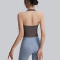 thumbnail image 6 of hoksml Women's Halter Neck Open Back Yoga Top, Ruched Waist Asymmetrical Hem Workout Tank Top with Built-in Bra, 6 of 6