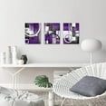 thumbnail image 3 of Purple and Grey Abstract Geometric Circle Canvas Wall Art Rustic Purple Prints Wall Decor Picture Artwork for Living Room Bedroom Wall Decoration Ready to Hang (Purple), 3 of 6