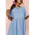 thumbnail image 6 of Flattering Short Sleeve Round Neck Dress in Sky Blue - Perfect for Daily Wear | [ZhiHiMeRi] | (US 8-10)M, 6 of 8