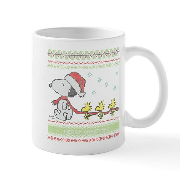 CafePress - Snoopy Ugly Christmas Mug - 11 oz Ceramic Mug - Novelty Coffee Tea Cup