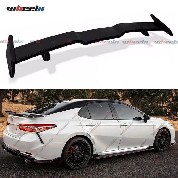 Rear Spoiler Compatible with 2018-2025 Toyota Camry Corolla 2018-2024 Honda Accord Civic, TRD Style Wing Fits for 4-Door Sedan, Trunk Exterior High Kick Tail Deck Lid Lip (Matte Black)