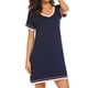 thumbnail image 2 of Vestido de dormir con cuello en V, camisas de noche de algodón de manga corta, vestido de dormir suave para mujer, claridad notable, 2 of 6