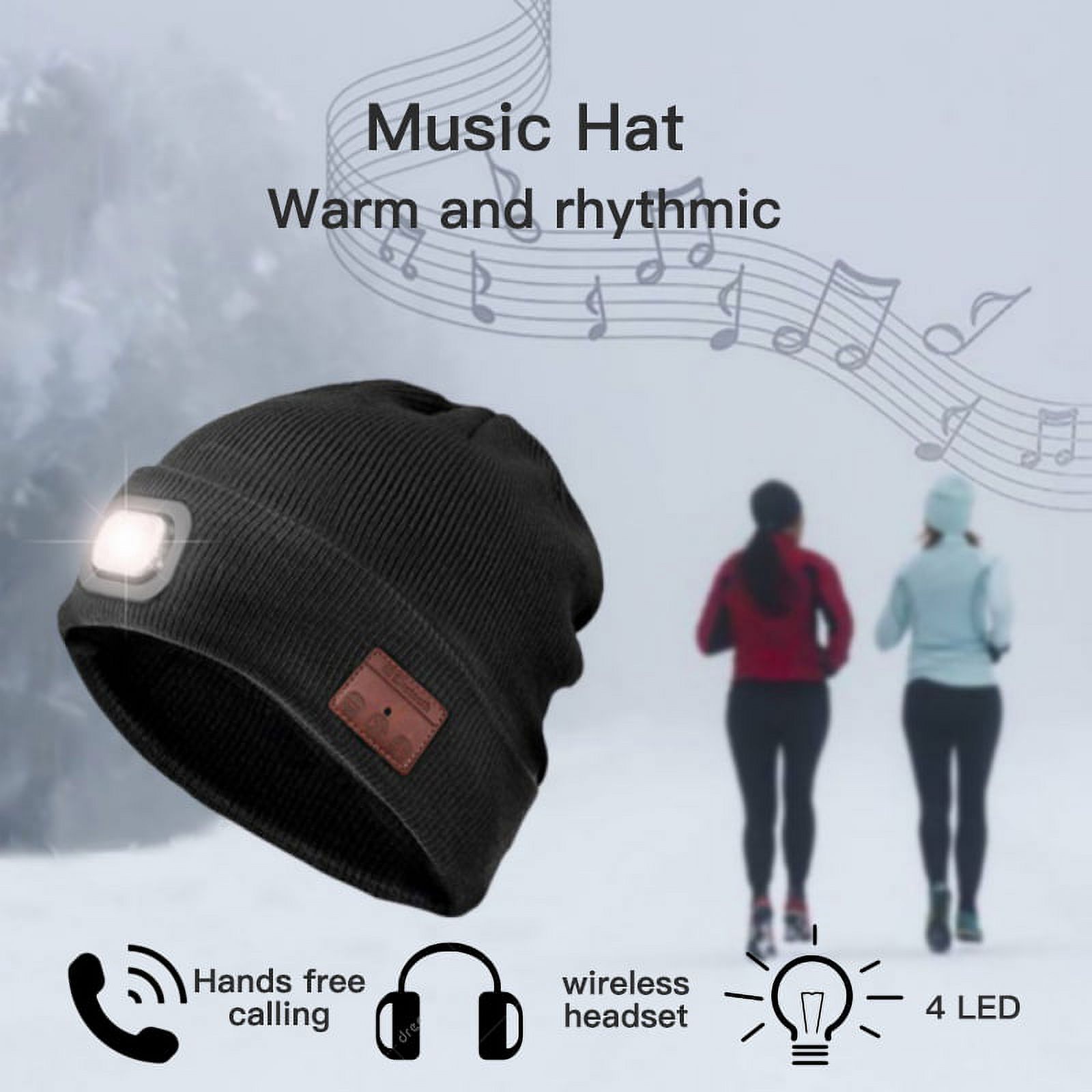 Bluetooth Beanie Hat with LED Light, Rechargeable, Hands-Free Headlamp Cap Bluetooth Beanie With LED Headlamp & Rechargeable Light – 3  main image 3