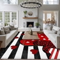thumbnail image 3 of 8'x10' Area Rugs, Valentine's Day Indoor Outdoor Area Rug for Living Room Bedroom, Red Love Hearts Black Striped Romantic Washable Bathroom Rugs Kitchen Floor Carpet Mats Home Decor Aesthetic, 3 of 8