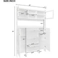 thumbnail image 2 of Contemporary Shoe Cabinet with Open Storage Platform, Tempered Glass Hall Tree w/ 3 Flip Drawers, Versatile TallCabinet with 4 Hanging Hooks for Hallway, 2 of 7