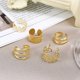 thumbnail image 4 of Paquete de 5 aretes bohemios de aro para cartílago, juego de aretes tipo puño, sin perforar, dorados, 4 of 4