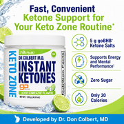 Dr Colbert, MD Instant Ketones Powder | Limeade Flavor | Keto Zone | Divine Health | Recommended in The Keto Zone Diet Book | GoBHB | Exogenous BHB Ketone Salts | 4.59oz | 21 Servings