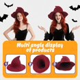 thumbnail image 5 of Women's Knitted Witch Hat, Wool Blend Pointed Spire Cap with Wide Brim, Fall Fashion Beanie for Everyday Wear, Halloween Cosplay & Masquerade (Red), 5 of 7
