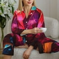 thumbnail image 6 of Picia Colorful Stone World Pattern Women’s Long-Sleeve Sleepwear Set - Soft 2-Piece Loungewear with Pockets, Comfy PJs for Relaxing Nights-Medium, 6 of 7