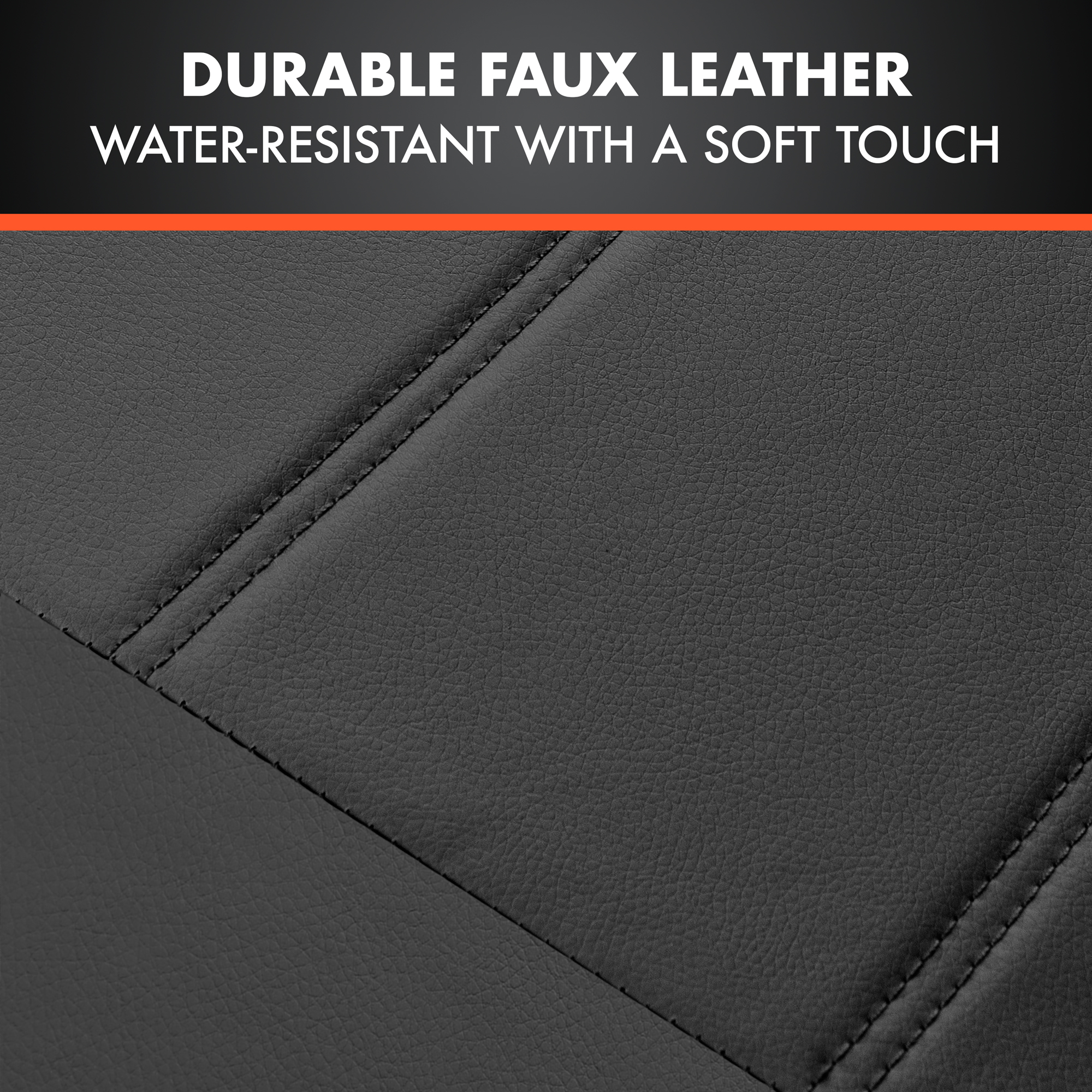 carXS UltraLuxe Black Faux Leather Car Seat Covers Full Set, Front & Rear Bench Seat Cover for Cars Trucks SUV - image 6 of 8