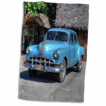 3dRose OLD BLUE CAR IN CUBA - Towel, 15 by 22-inch