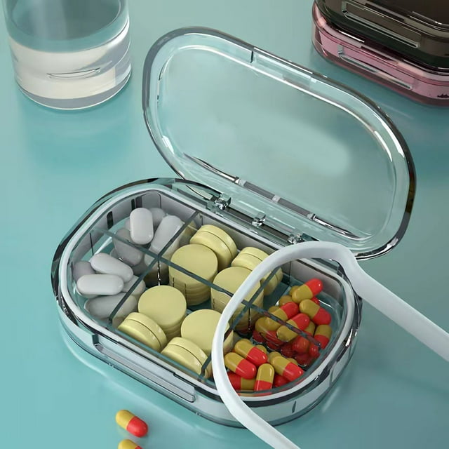 Pastillero portátil, mini pastillero portátil con compartimentos, pastillero, estuche de almacenamiento, diseñado con precisión