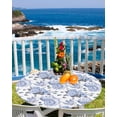 thumbnail image 2 of Summer Ocean Sea Shell Flower Fitted Round Tablecloths Elastic Edged Table Covers 36"-44",Seamless Conch Nautilus on White Waterproof Dining Room Kitchen Table Cloth for Holiday Party Tables Decor, 2 of 8