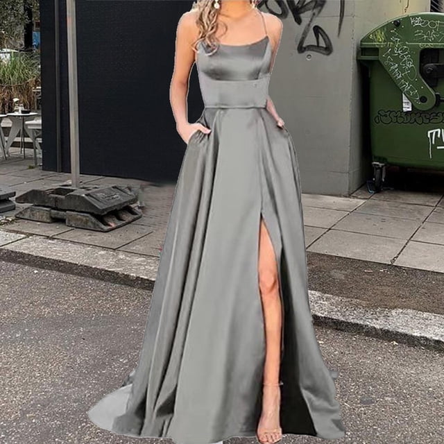 Vestido de dama de honor de color sólido, vestido largo, adelgazante, sin hombros, vestido de noche de dama de honor de moda para novia