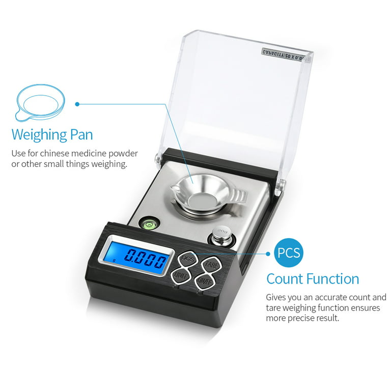 Accurate 0.001g- Digital Milligram Scale With Calibration Weights