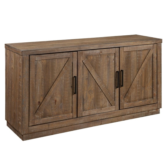 Steve Silver Rustic Riverdale 3 Barn Door Server, Driftwood Brown