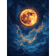 thumbnail image 1 of Qisvanset 12x16 Inch Swirling Cloud Full Moon Canvas Wall Art, Ethereal Night Sky Serene Nature Decor, 1 of 5