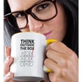 thumbnail image 2 of 3drose, Image of Tic Tac Toe with the Text of Think Outside the Box, 11oz Two-tone Yellow Mug, 2 of 6