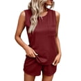 thumbnail image 3 of Bovxnpu Women 2 Piece Loungewear Set Beach Vacation Sweatsuit Tracksuit Set Women's Sleeveless Top & Shorts Round Neck Fall Casual Outfit Summer Outfits, 3 of 7