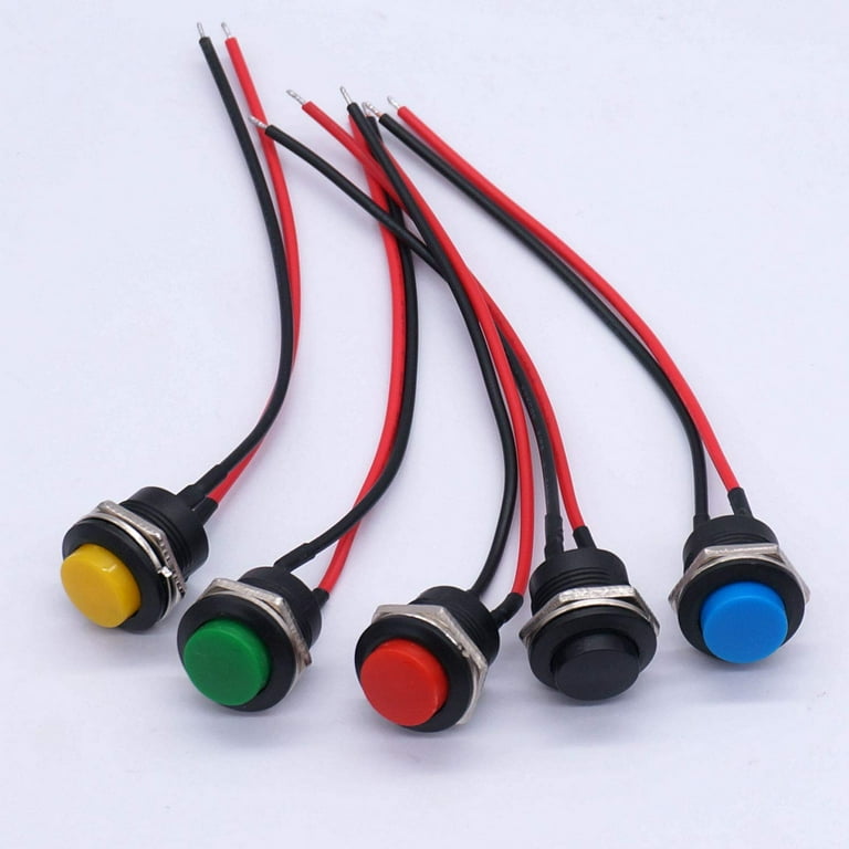 Momentary Off-(On) Push Button Switch 16mm 3A SPST Red Black Blue Green  Yellow