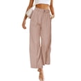 thumbnail image 1 of Pantalón De Corte Regular Para Mujer Pierna Ancha Recta Cintura Alta Cierre De Botón Pantalones De Negocios Modernos Rosa L, 1 of 4