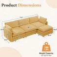 thumbnail image 3 of WISHEAD 112" L  Shape Sectional Couches for Living Room，Corduroy Sectional Sofas Couches with 2 Movable Ottoman，high-density sponge (Yellow), 3 of 10