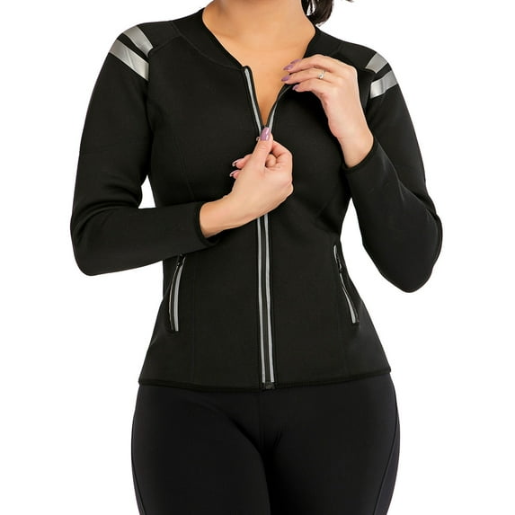 FUTATA Women Hot Sweat Sauna Jacket Slimmer Workout Suit Weight Loss Sauna Shirt Body Shaper