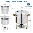 thumbnail image 3 of 11QT Gold Round Soup Chafer Set of 2, Commercial Stainless Steel Food Warmer with Notched Lid & Fuel Holder for Buffets Catering Parties, 3 of 7